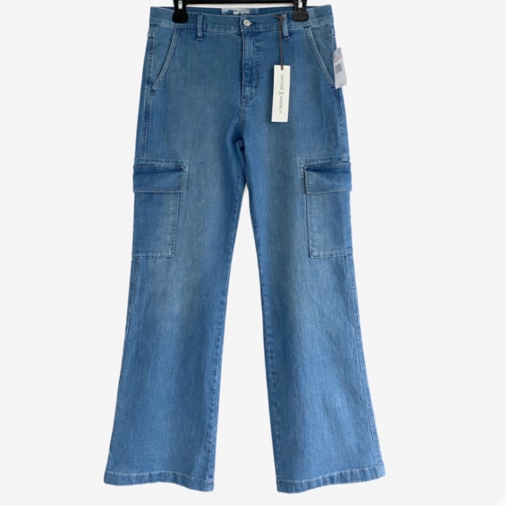 NWT Vintage America Women's Jeans size 10 Medium Wash Mid-Rise Cargo Wide Leg